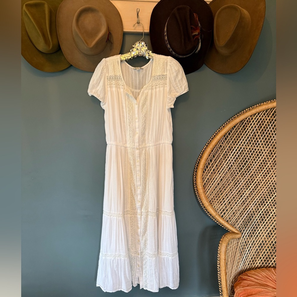 American Eagle doen vibes ivory Lace Dress Button Up Peasant Sz XL